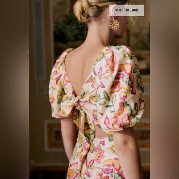 Sezane Womens Allya Mini Dress Aria Print Size 40 US 8 Floral Puff Sleeve - Picture 3 of 15